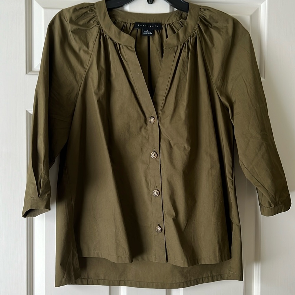 sanctuary cotton blouse olive green Small